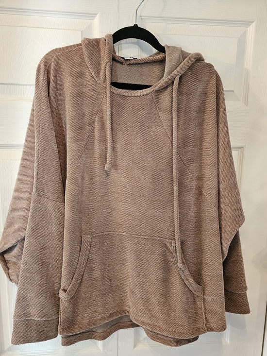 white birch Tops - Cozy Chenille Hooded Pullover Top in Tan